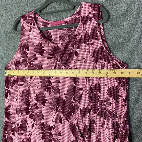Cut Loose Sleeveless Floral Checkered Dress Pink Size Large USA MADE - Picture 4 of 12